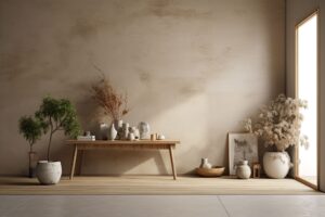 mockup of a beige blank concrete wall. generative ai